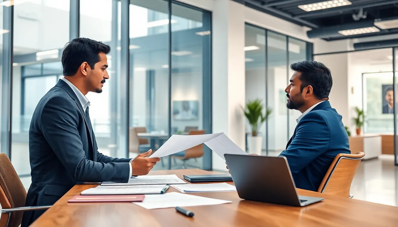 Career coach planning with a client in a modern office