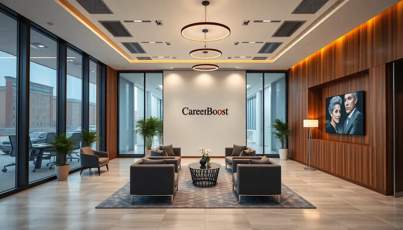 Modern office reception area of CareerBoost Austria